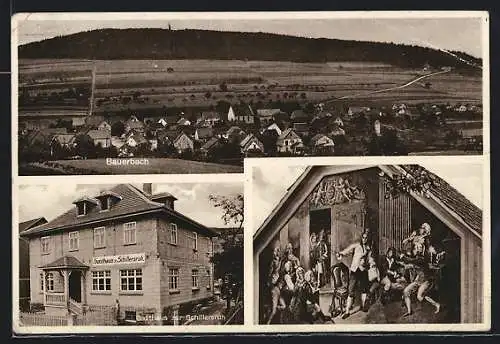 AK Bauerbach / Meiningen, Gasthaus zur Schillersruh, Ortsansicht