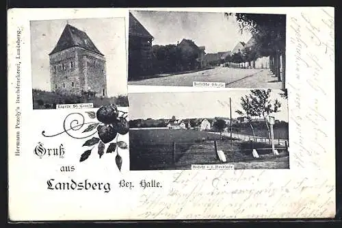 AK Landsberg /Bez. Halle, Hallesche Strasse, Kapelle St. Crucis, Ortsansicht von Norden