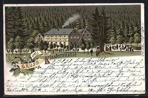 Lithographie Friedrichroda, Gasthaus Klostermühle