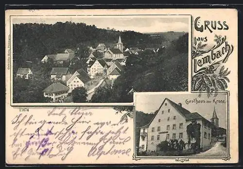 AK Lembach / Breisgau, Totalansicht aus der Vogelschau, Gasthaus zur Krone