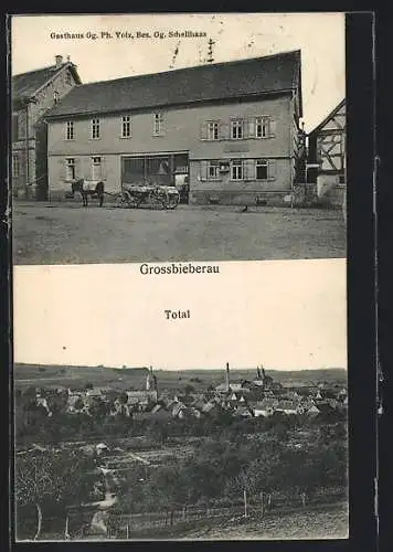 AK Grossbieberau, Gasthaus Volz und Totale