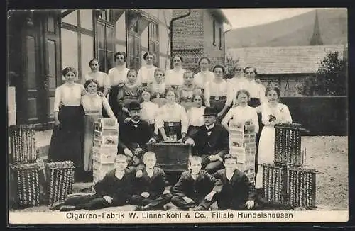 AK Hundelshausen, Mitarbeiter der Filiale der Cigarren-Fabrik W. Linnenkohl & Co.