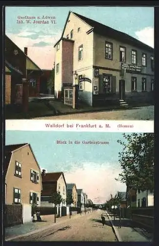 AK Walldorf b. Frankfurt a. M., Gasthaus z. Löwen, Inh. W. Jourdan, Gartenstrasse