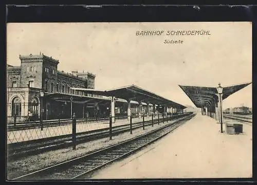 AK Schneidemühl, Südseite vom Bahnhof