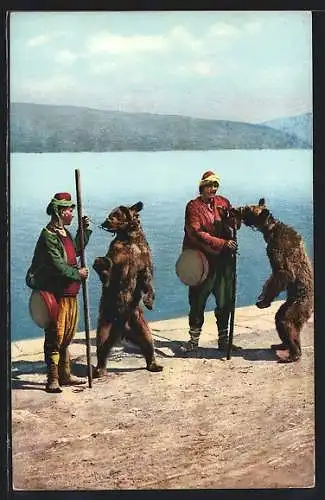 AK Tanzbären mit Dompteuren