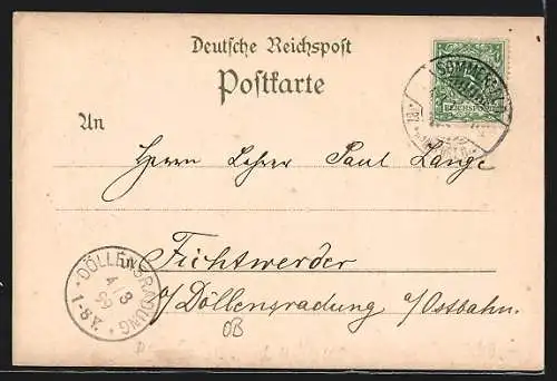 Lithographie Sommerfeld, Rathaus, Büttelturm, St. Nicolaikirche