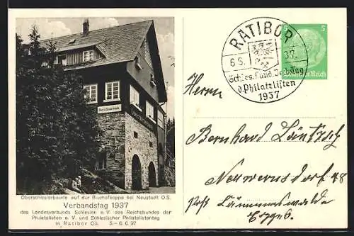 AK Neustadt, Oberschlesierbaude auf der Bischofkoppe, Verbandstag 1937