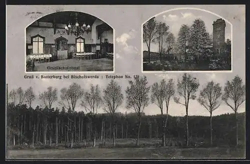 AK Bischofswerda, Butterberg-Restaurant, Gesellschaftssaal