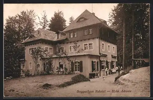 AK Bad Schandau, Berggasthaus Kuhstall mit Leuten