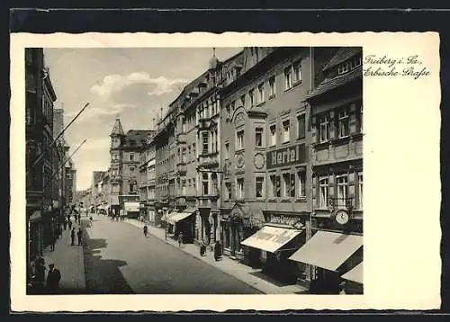 AK Freiberg / Sa., Blick in die Erbische-Strasse