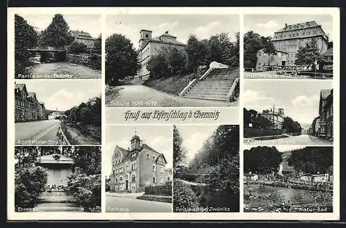 AK Erfenschlag, Schule, Rathaus, Ehrenmal,  Strasse