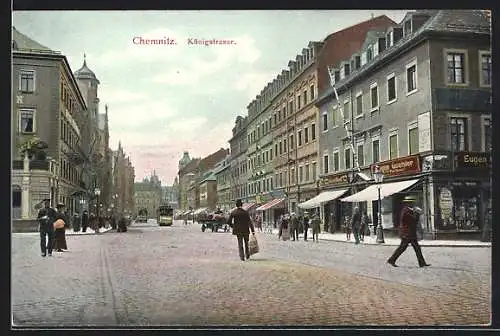 AK Chemnitz, Königstrasse mit Geschäften