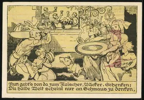 Notgeld Weimar 1921, 75 Pfennig, Die Menschen wollen alle essen