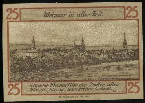 Notgeld Weimar 1921, 25 Pfennig, Weimar in alter Zeit