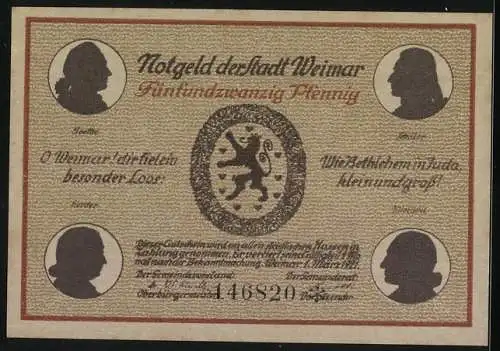 Notgeld Weimar 1921, 25 Pfennig, Weimar in alter Zeit