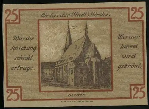 Notgeld Weimar 1921, 25 Pfennig, Die Herder-Stadtkirche