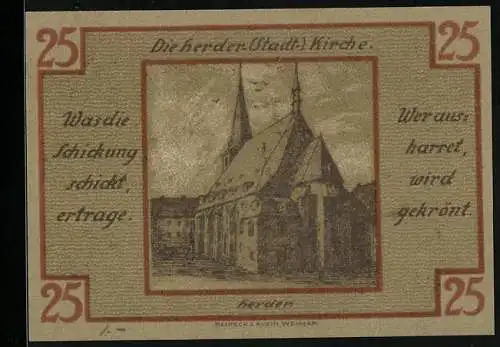 Notgeld Weimar 1921, 25 Pfennig, Die Herderkirche