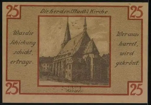 Notgeld Weimar 1921, 25 Pfennig, Herder-Stadt-Kirche