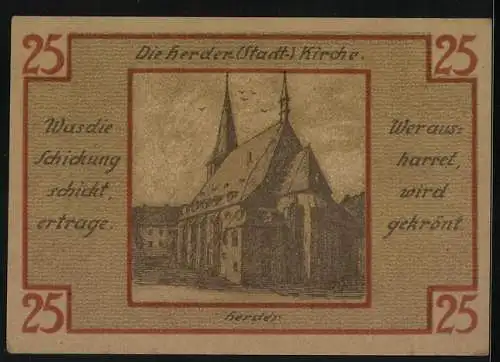 Notgeld Weimar 1921, 25 Pfennig, Blick auf die Herderkirche