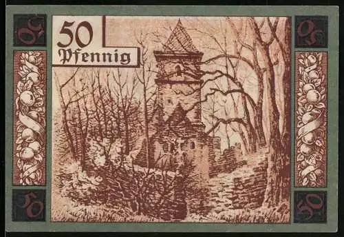Notgeld Wunsiedel 1918, 50 Pfennig, Klosterruine