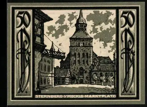 Notgeld Sternberg i. Meckl. 1922, 50 Pfennig, Der Marktplatz