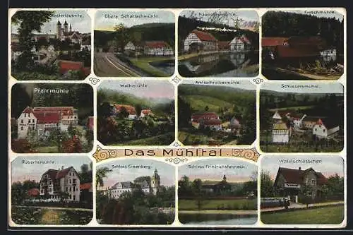 AK Pfarrmühle, Walkmühle, Obere Scharlachmühle, Schössersmühle, Waldschlösschen