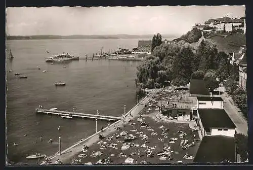 AK Meersburg am Bodensee, Strandbad aus der Vogelschau