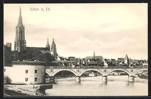 AK Ulm a. D., Ortsansicht mit Brücke