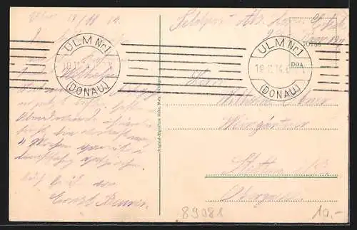 AK Ulm a. D., Ortsansicht mit Münster und Bergpanorama