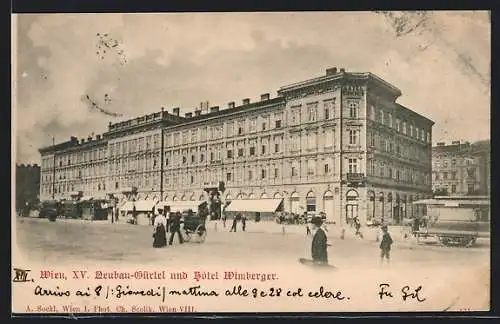 AK Wien, Neubau-Gürtel und Hotel Wimberger