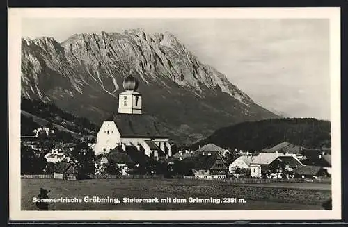 AK Gröbming, Ortsansicht mit Kirche und dem Grimming