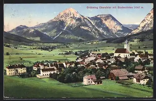 AK Gröbming /Obersteier, Ortsansicht mit Stoderzinken