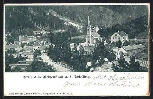 AK Weissenbach a. d. Triesting, Teilansicht mit Kirche