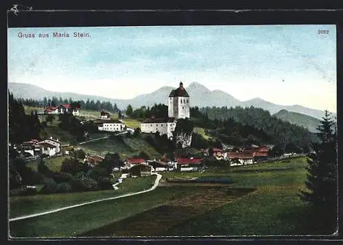 AK Mariastein /Tirol, Ortspartie mit der Kirche
