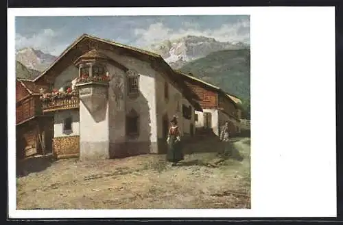 Künstler-AK Ober-Tilliach, Bauernhaus