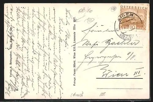 AK Aigen /O.-Oe., Ortspartie mit Kirche