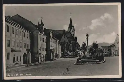 AK Aigen im Mühlkreis, Marktplatz mit Blick auf die Kirche