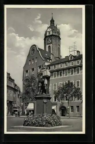 AK Jena, Marktplatz, Hanfried und Stadtkirche