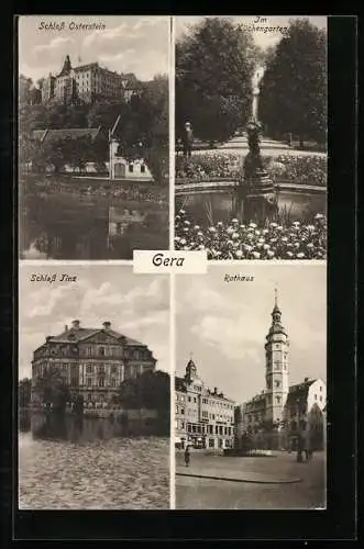 AK Gera, Schloss Orterstein, im Küchengarten, Rathaus, Schloss Tinz