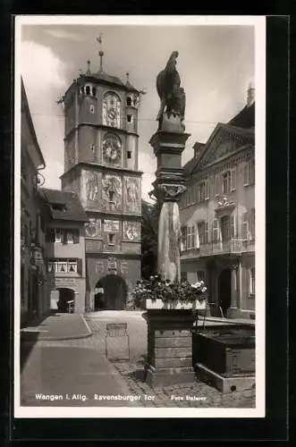 AK Wangen / Allgäu, Frauentor mit Brunnen