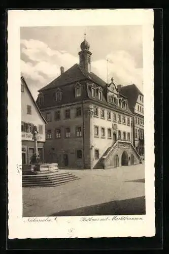 AK Neckarsulm, Rathaus mit Marktbrunnen