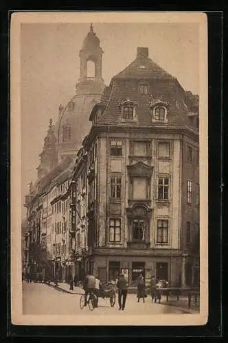 AK Dresden, Rampischestrasse mit Frauenkirche