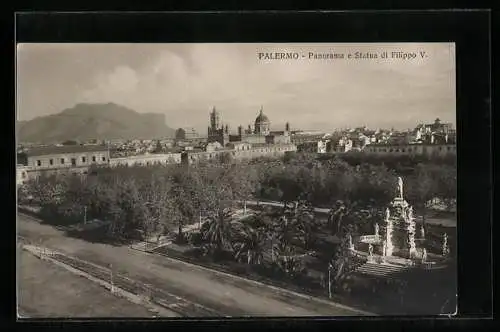 AK Palermo, Panorama e Statua di Filippo V.