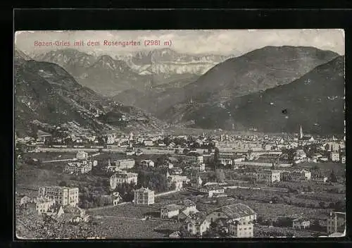 AK Bozen-Gries, Ortspartie mit Rosengarten