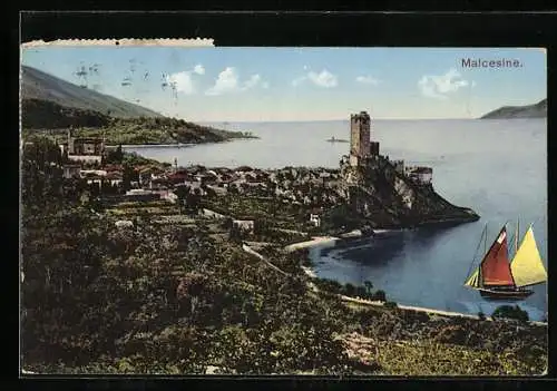 AK Malcesine, Ortsansicht mit Burg