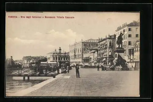 AK Venezia, Riva degli Schiavoni e Monumento Vittorio Emanuele