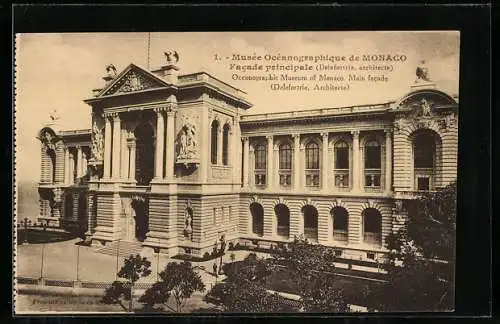 AK Monaco, Musée Océanographique, Facade principale, Delefortrie, architecte