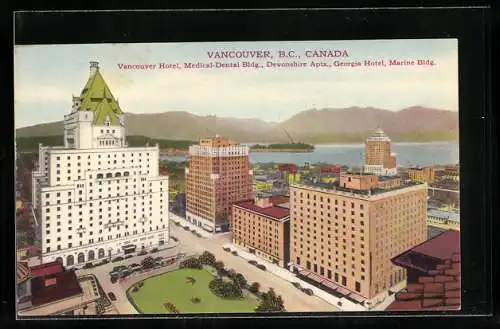 AK Vancouver /B.-C., Vancouver-Hotel, Medical-Dental Building, Devonshire Apts., Georgia Hotel, Marine Building