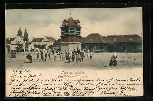 AK Tóváros, Strassenpartie vor Uhrturm