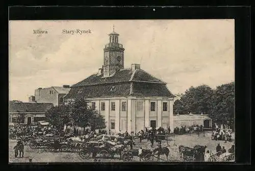 AK Mlawa, Stary-Rynek, Markt am Rathaus